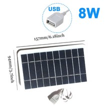 태양광 보조배터리 휴대용 태양 전지 패널 발전기 5V USB DIY 셀 배터리 충전기 파워 뱅크 야외 여행 캠핑 햇빛 10W 8W 3W 2 W 20W, [04] 157 x 94MM  8W