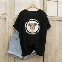 백퍼피 프린팅 루즈핏 반팔 티셔츠 롱티