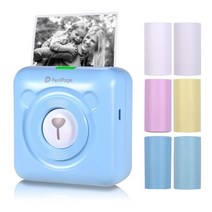핸드폰사진인화기 사진출력기Peripage A6 304 인치 당 점 미니 사진 BT 프린터 포켓 마커 6 롤 용지 휴대, 06 파란