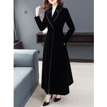 싱글롱코트 셋업 여성 오버 발목까지 올라오다 가을겨울 블랙 고퀄리티 감각 벨벳 2378512038