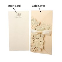 청첩장 바른손카드 5/10Pcs 레이저 컷 결혼식 초대장 카드 사랑 심장 리본 신부 샤워 웨딩 파티 용품과 인, 06 Gold cover insert_02 10pcs