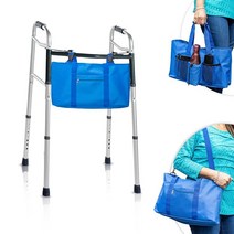 접이식 워커용 워커 백 - 노인용 액세서리 보행기에 걸 수 있는 보행기 컵 홀더 메시 포켓 롤링 휠체어 가방 또는 바스켓으로 사용 (탠), Blue