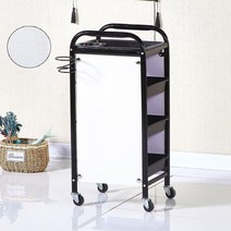 미용실츄레이 미용트레이 가위정리함 이동트레이 미용기자재 미용가구 가위정리대 웨건, 블랙화이트 플라워 4단, 기본, 38x30x80cm