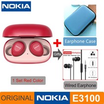 노키아 E3100 TWS 헤드폰 Fone Auriculares 무선 블루투스 이어폰 HD 전화 400mAh 안드로이드 IOS 레드 오, 13 Red and Case TW13