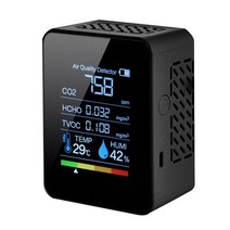 이산화탄소 측정기 실내 센서 5in1 CO2 미터 디지털 온도 습도 시험기 이산화탄소 TVOC HCHO 포름 알데히드, 01 5 in 1 Black