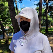 지원군몰 국산 후드형 얼굴햇빛가리개 모자 스카프 등산 낚시 골프 얼굴 전면 페이스커버 자외선차단 마스크, 흰색