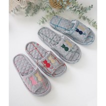 3중바닥 커플 고양이 누빔 패브릭 실내 슬리퍼 (4color) 층간소음방지 거실화, (여) 레드
