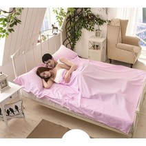 Itstyle 분리기 침낭 라이너 싱글 더블 초경량 휴대용 캠핑 여행 호텔 봉투 가방, 더블 핑크