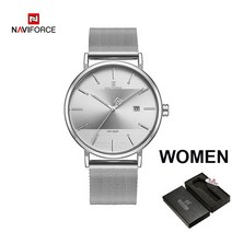 naviforce 패션 커플 시계 메쉬 스틸 벨트 여성 시계 탑 럭셔리 브랜드 방수 여성 시계 reloj mujer