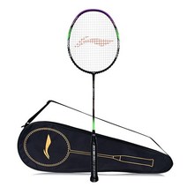 LiNing GForce Superlite 3500 탄소 섬유 언스트렁 배드민턴 라켓 풀 커버 포함(네이비 레드) (AYPQ0945), Black/Purple, 1개