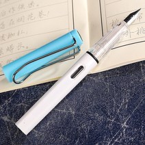만년필입문 저가 만년필 2021 새로운 도착 크리 에이 티브 중공 클립 플라스틱 만년필 학생 자세 교정 0.38mm 0.5mm 잉크 펜 편지지 만년필, F, 흰색 파란색