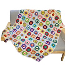 Hblanket 손뜨개 소파 담요 코바늘 소품 그래니 스퀘어 크로쉐 블랭킷 러너150x100