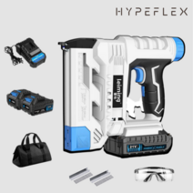 hypeflex 타카총 무선 네일건 전동 타정기, 마스터 2.0Ah 배터리 x 2 + 보안경
