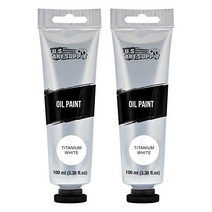 U.S. Art Supply Artists 유채 페인트 티타늄 화이트 초대형 100ml 튜브 2개 - 전문가용 등급 우수한 착색 강도 혼합 가능 - 인물화 캔버스 목재 미디어 - 학생 초급