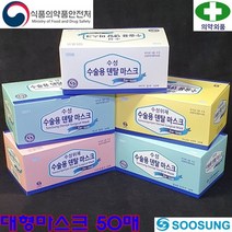 식약처인증 의약외품 수성위재 수성 수술용 덴탈마스크 검정색 분홍색 노란색 50매, 분홍색(pink)