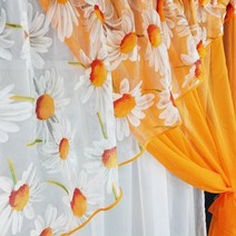1 pcs 특별 디자인 오렌지 옐로우 주방 짧은 커튼 한국어 목가적 인 스타일 하프 커튼 도어 창 거실 파티션