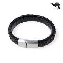 [Jbans]격자패턴 가죽 커플팔찌 (C1701-AC360_BK) (1730962GA)