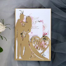 신부와 신랑과 함께 10Pcs 청첩장 사랑의 마음 미스터 부인 패턴 초대 카드 인사말 파티 장식 용품, [03] One Set, [04] Champagne Cover