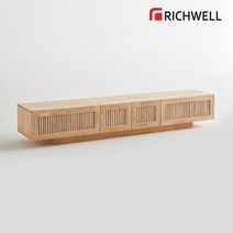 [리치웰] 고무나무 원목 버티컬 거실장 2100 (도어형), 디자인:도어형