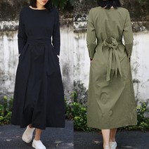 ZANZEA 캐주얼 셔츠 드레스 여성 보트 넥 3/4 소매 롱원피스