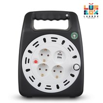 러그박스 3구 2포트 USB 캠핑릴선 1.0SQ 20M 블랙, 1개