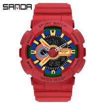 스포츠 캐쥬얼 시계 SANDA 남자 디지털 다이빙 방수 알람 듀얼 디스플레이 Relogio Masculino
