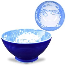 정품 Mino Ware 일본 밥 그릇 쌀 라면 국수 수프 사라다 파스타 네코치구라 고양이 디자인 11.4cm(4.5인치) 272.1ml(9온스) 하치웨어, Buchi