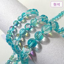 [5202-09]원석(라운드) 6/8/10mm (월광석/유광) 아쿠아 [0.5줄], 6mm