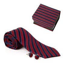 2컬러 사선 혼주넥타이 커프링크스 세트