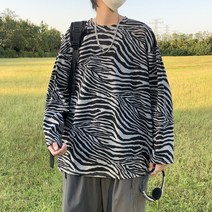 주니어긴팔티셔츠 인싸템 얼룩말무늬 롱슬리브티 남자 가을 트렌드 건달카리스마 눈길을 끄는 와이드 루즈핏 2631729019