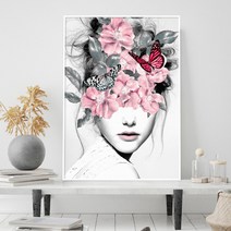 돈들어오는 꽃 여인 인물화 인테리어 그림 모던 추상화 감성 액자, 무광골드