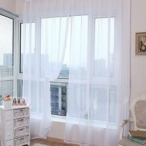 퓨어 컬러 얇은 명주 그물 문 창 커튼 드레이프 패널 1 개 쉬어 스카프 Valances 현대 침실 거실, 01 WHITE