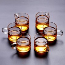 홈카페 투명 예쁜 유리 찻잔 커피 티 잔 내열 손잡이 컵 120ml 6개 세트