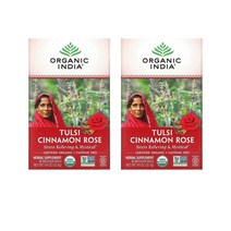 오가닉인디아 툴시 시나몬 로즈 32.4g 18티백 India Tulsi Tea Cinnamon Rose, 2팩