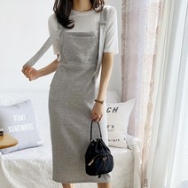 데일리 귀요미 레이어드 멜빵 트레이닝 롱 원피스(3col)