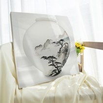 두꺼비집 배전함 가리개 풍수 잉어 달항아리 석류 캔버스 그림 액자 방꾸미기, 34 산수화 달항아리