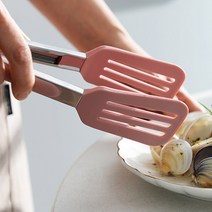 푸코 실리콘 그릴 집게 3size 긁힘방지 주방집게 고기 다용도 샐러드 빵 얼음 요리 조리용 서빙 바베큐 구이용 스틸 실버 주방 업소 가정 캠핑 만능집게, 핑크 소사이즈