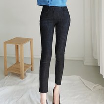 블랙 세로줄 밴딩스키니 긴바지 흑청바지 스키니진