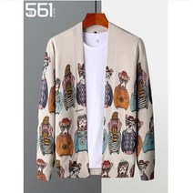 DIZA-NR 남자가디건 봄가을 니트 카디건 남자 얇은 강아지 캐릭터 빈티지 데일리 니트 아우터 패션 코트