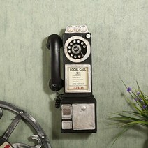 옛날 전화기 레트로 엔틱 수지 다이얼 유료 전화 모델 빈티지 부스 전화 입상 홈 카페, 검은색