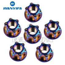 Wanyifa 티타늄 너트 M6M8M10M12M14M16 Torx 플랜지 육각 너트 오토바이 리어 액슬 6pcs, M6+Burnt blue