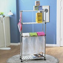 회사 3단 선반 분리 재활용 수거함 비닐 수거대 설치, 블랙