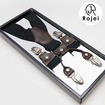 로제이 맨 남성 가죽 무지 서스펜더 멜빵 RMGS007 BL