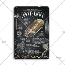 스크류드라이버 레트로 빈티지 Fastfood 주석 사인 레스토랑 메뉴 금속 장식 플라크 주방 바베큐 파티 홈, 04 WD1844_01 7.8x11.8inch