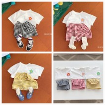 초특가 여름 유아 아동 키즈 남아 여아 반팔 티셔츠 체크 반바지 상하세트 국내제작 어린이집 등원룩 등원복 남매룩 자매룩 형제룩 쌍둥이룩 커플룩 여름옷 상하복 세트 코디