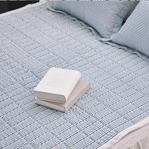 리진 핀스트라이프 시어서커 누빔패드 슈퍼싱글 (110X200cm), 블루