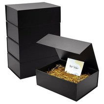 Corlcol 5팩 핑크 선물 상자 34.9 x 24.8 11.9cm(13.7 9.8 4.7인치) 신부 들러리 분쇄 종이 필러520042, 5-Pack Black