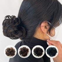 면접 가발 컬 당고머리 승무원 가채 머리 곱창 똥머리, 1컬머리-라이트브라운