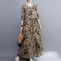 239176 - 린넨 면 긴팔 롱 원피스/빅사이즈/루즈핏/엄마옷//간절기/여름원피스/데일리/임부복