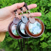 다비드뉴욕 핸드메이드 코도반 가죽 목걸이돋보기 휴대용 확대경 어버이날 선물추천, 이니셜있음, 탄색